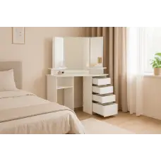 Туалетний столик Chomik TRIO кутовий з дзеркалом білий