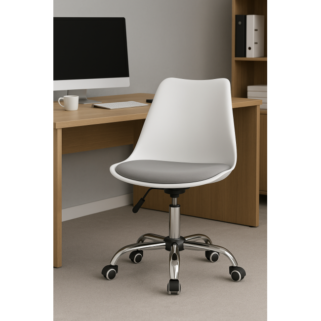 Офісне крісло Leobert Alba біло-сірий