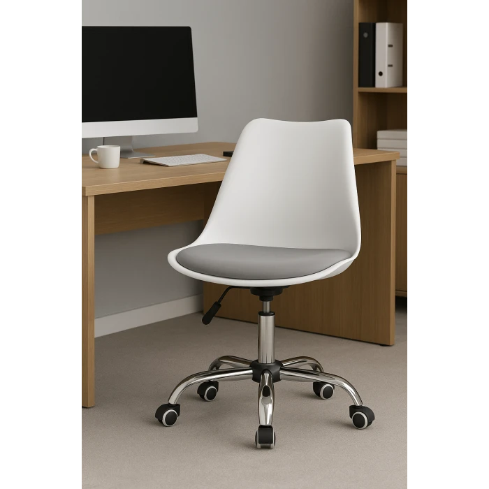 Офісне крісло Leobert Alba біло-сірий