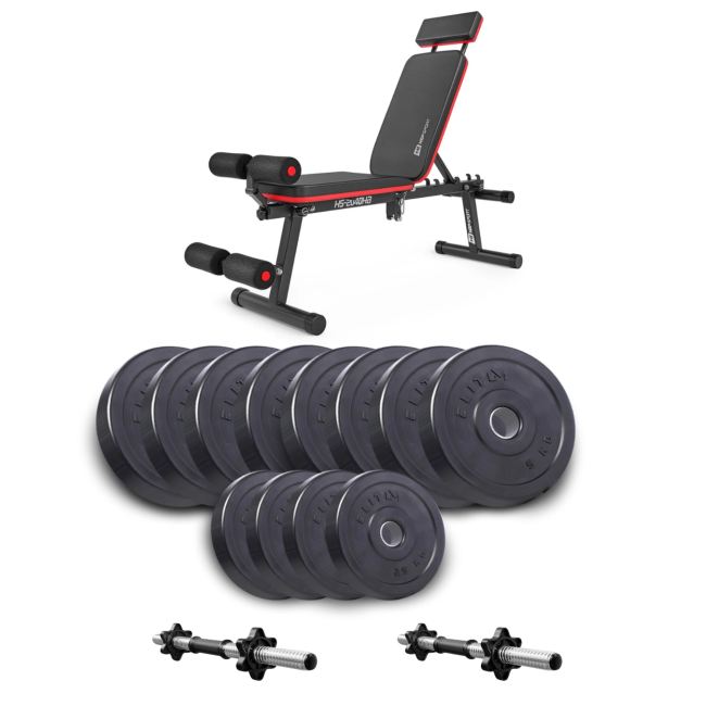 Набір Elitum Titan гантелі 2х26кг з лавою Hop-Sport HS-2040 HB