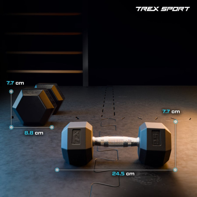 Гантеля шестигранная прорезиненная TX-025RD Trex Sport 2,5 кг