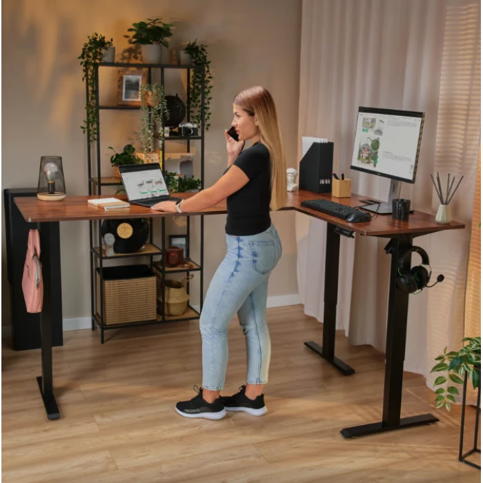 Комп'ютерний кутовий стіл Di Volio Trani з регульованою висотою коричневий