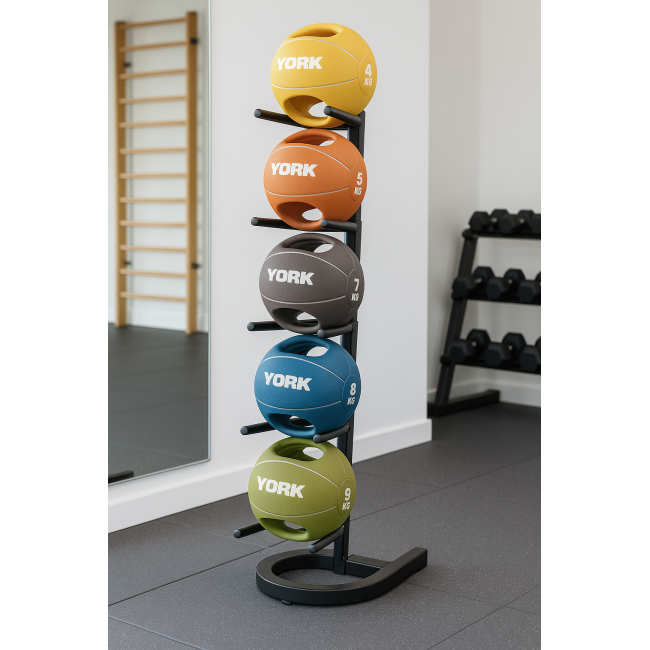 М'яч медбол 5кг York Fitness із двома ручками, помаранчевий