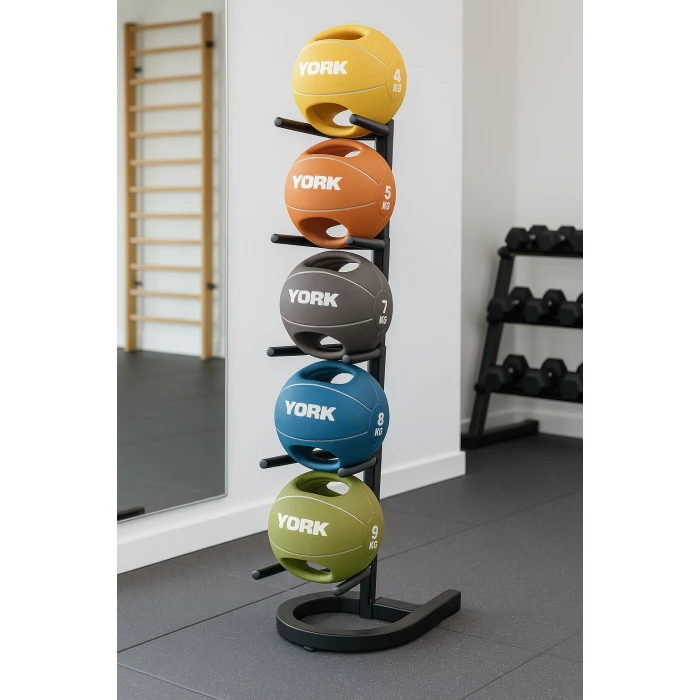 М'яч медбол 5кг York Fitness із двома ручками, помаранчевий