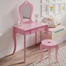 Детский туалетный столик Chomik ELSA с зеркалом + розовый стул.