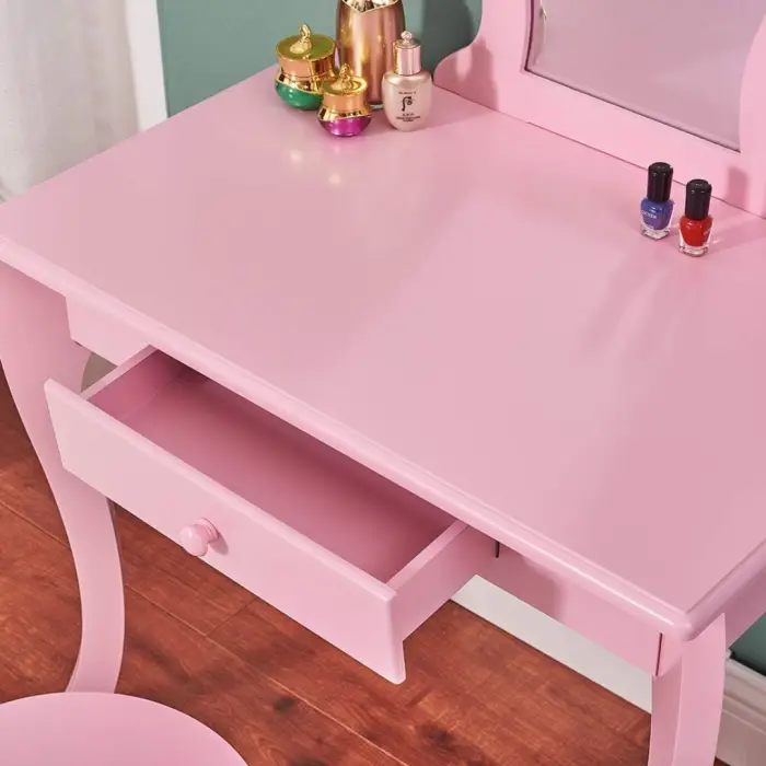Детский туалетный столик Chomik ELSA с зеркалом + розовый стул.
