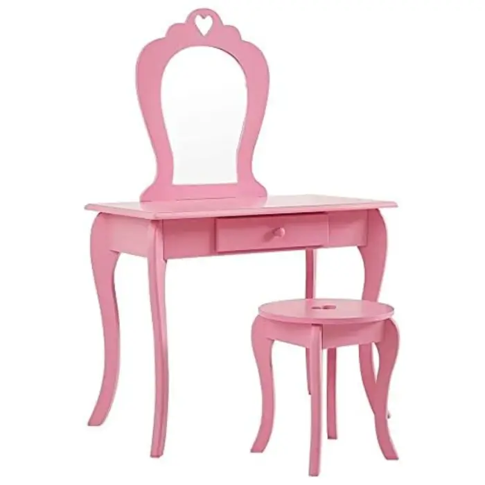 Детский туалетный столик Chomik ELSA с зеркалом + розовый стул.