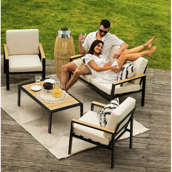 Комплект садових меблів Di Volio Merano чорний/бежевий