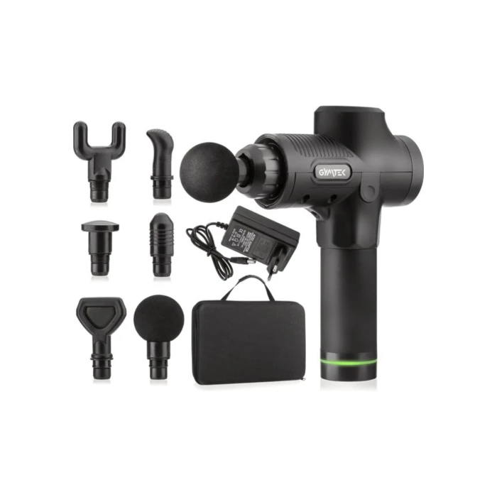 Массажер Gymtek перкуссионный с сменными насадками черный