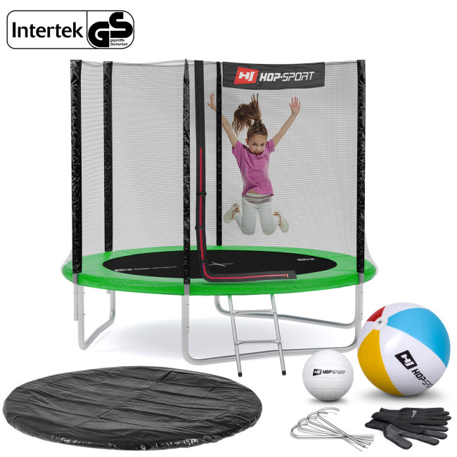 Батут Hop-Sport 8ft (244см) зелений з зовнішньою сіткою