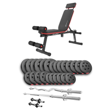 Набор Hop-Sport Premium 135кг со скамьей HS-2040 HB, штангами и гантелями.