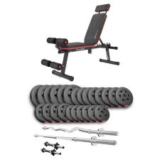 Набір Hop-Sport Premium 135кг з лавою HS-2040 HB, штангами та гантелями