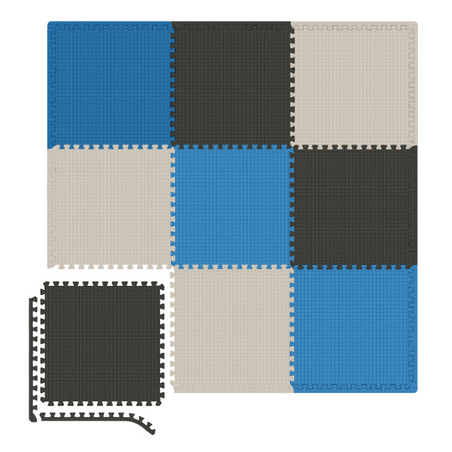 Мат-пазл Hop-Sport EVA 1см HS-A010PM - 9 частей черный/белый/синий