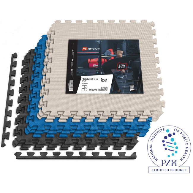 Мат-пазл Hop-Sport EVA 1см HS-A010PM - 9 частей черный/белый/синий