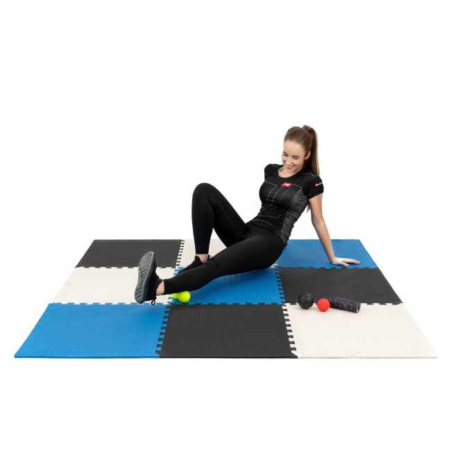 Мат-пазл Hop-Sport EVA 1см HS-A010PM - 9 частей черный/белый/синий