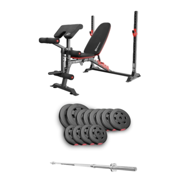 Набір Hop-Sport Premium 69кг з лавою HS-1095 та штангою