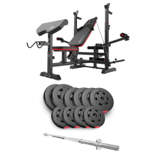 Набір Hop-Sport Premium 59кг з лавою HS-1075 Pro та штангою