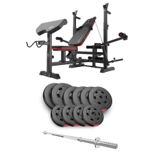 Набір Hop-Sport Premium 59кг з лавою HS-1075 Pro та штангою