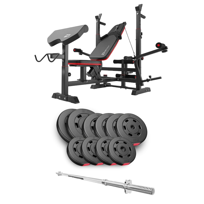 Набір Hop-Sport Premium 59кг з лавою HS-1075 Pro та штангою