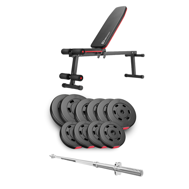 Набір Hop-Sport Premium 59кг з лавою HS-1010 Pro та штангою