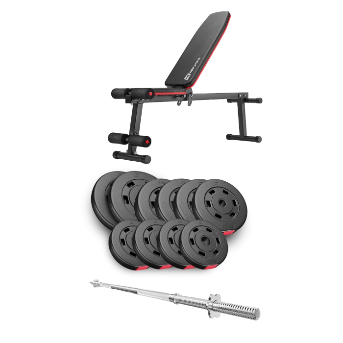 Набір Hop-Sport Premium 59кг з лавою HS-1010 Pro та штангою