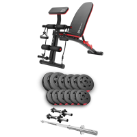 Набір Hop-Sport Premium 38кг з лавою HS-1035, штангою та гантелями