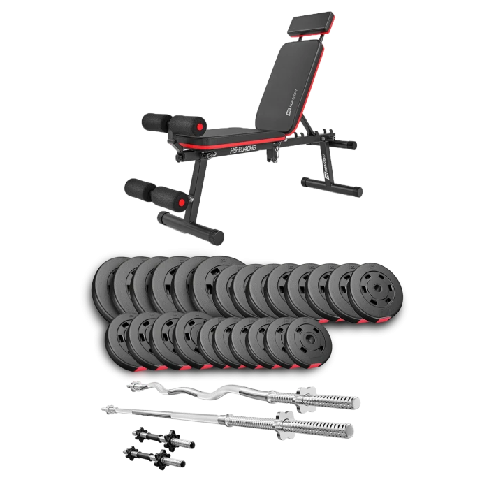 Набір Hop-Sport Premium 135кг з лавою HS-2040 HB, штангами та гантелями