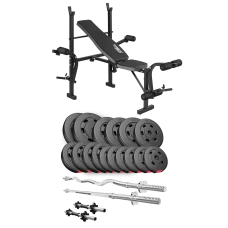 Набор Hop-Sport Premium 75кг со скамьей TX-055, штангами и гантелями.