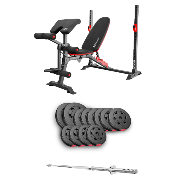 Набір Hop-Sport Premium 69кг з лавою HS-1095 та штангою