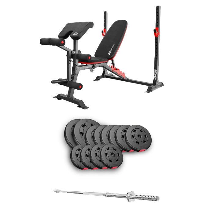 Набір Hop-Sport Premium 69кг з лавою HS-1095 та штангою