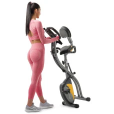 Велотренажер магнитный Hop-Sport HS-3010X Grix X-Bike с эспандерами серо-желтый