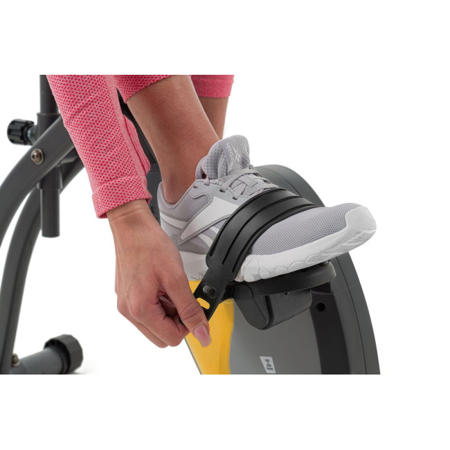 Велотренажер магнітний Hop-Sport HS-3010X Grix X-Bike з еспандерами сіро-жовтий