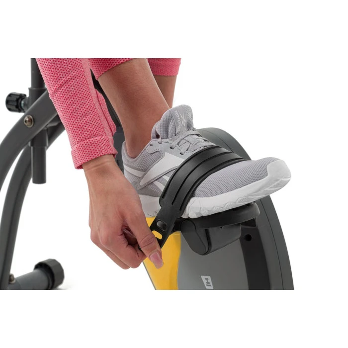 Велотренажер магнітний Hop-Sport HS-3010X Grix X-Bike з еспандерами сіро-жовтий