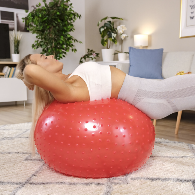 Фітбол масажний Hop-Sport 65см червоний + насос