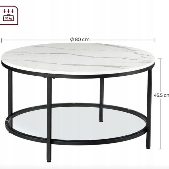 Журнальний столик Leobert Oskar круглий із мармуровою стільницею