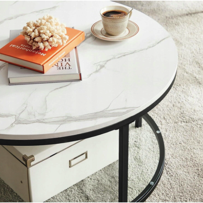 Журнальний столик Leobert Oskar круглий із мармуровою стільницею