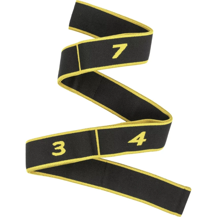 Резинка для фитнеса с петлями Queenfit 86,5х4см черно-желтая