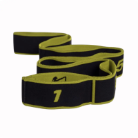 Резинка для фитнеса с петлями Queenfit 86,5х4см черно-желтая