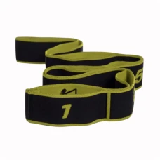 Резинка для фитнеса с петлями Queenfit 86,5х4см черно-желтая