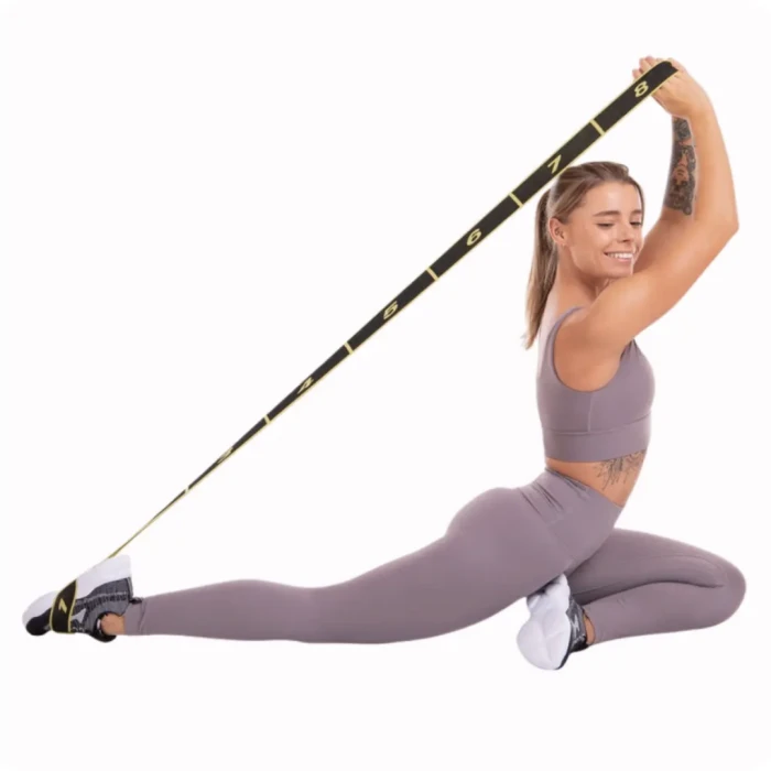 Резинка для фитнеса с петлями Queenfit 86,5х4см черно-желтая