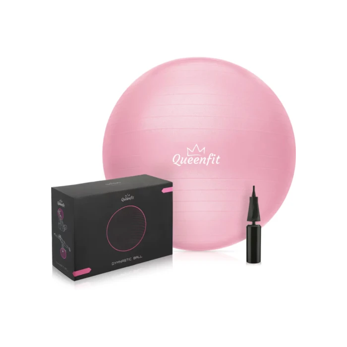 Фітбол Queenfit 65см світло-рожевий + насос