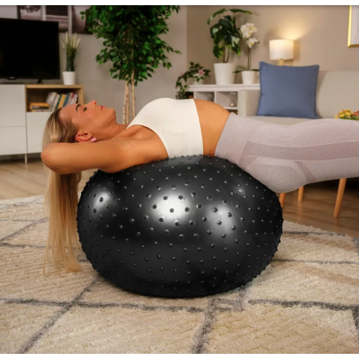 Фітбол масажний Hop-Sport 65см чорний + насос