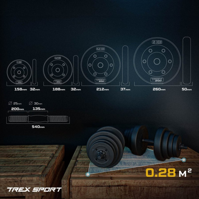 Гантели композитные регулируемые TREX Sport 2х20кг