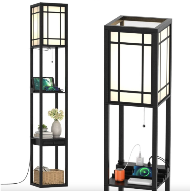 Напольная лампа Costway Terra торшер 3 в 1 черный