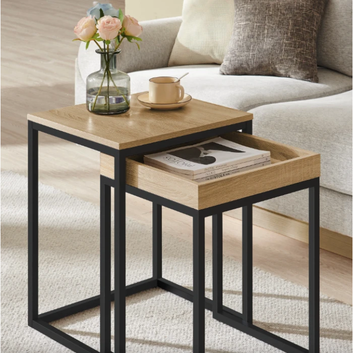 Комплект журнальних столиків Leobert Ascet в стилі Loft 2 шт сонома