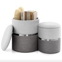 Пуф Costway Rosana велюровый комплект 2 штуки серый