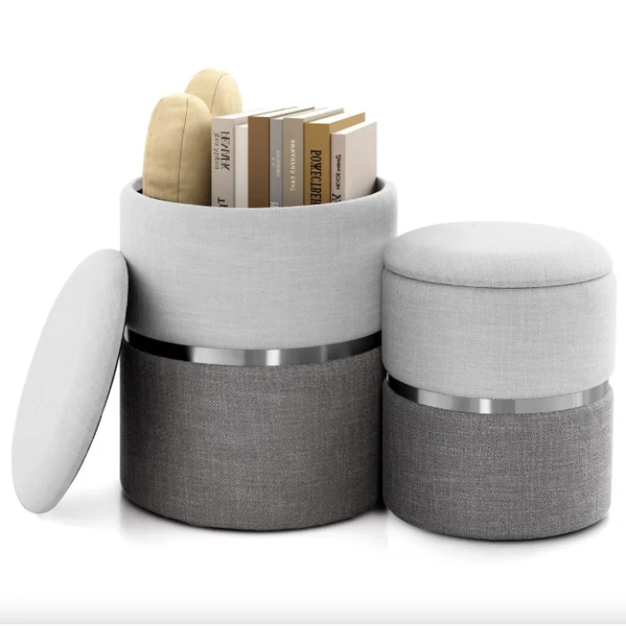 Пуф Costway Rosana велюровый комплект 2 штуки серый