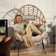 Крісло-кокон ротангове Di Volio Alcamo для відпочинку бежевий