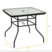 Садовый стол Costway Jupiter стеклянный