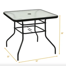 Садовый стол Costway Jupiter стеклянный